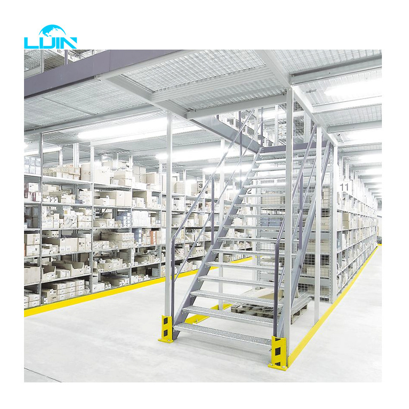 LIJIN Industrial multi- levels powder coating China suppliers Q235 steel metal sheet wooden floor storage pallet rack mezzanine