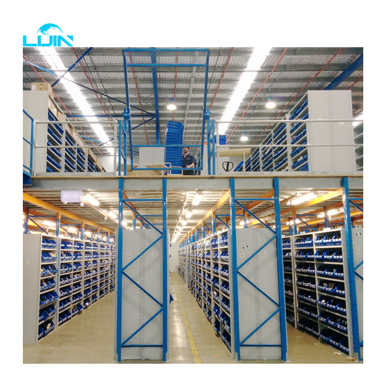 LIJIN Industrial multi- levels powder coating China suppliers Q235 steel metal sheet wooden floor storage pallet rack mezzanine