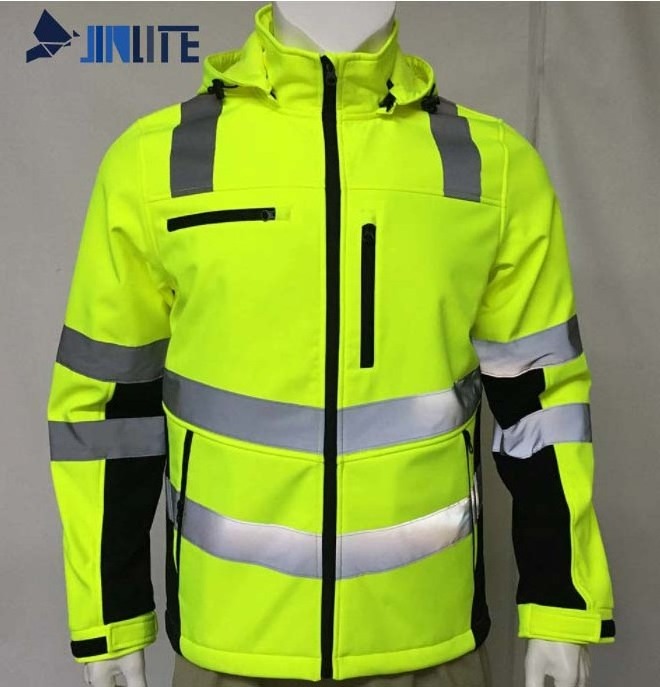 High visibility  Waterproof Hi Vis Clothing Softshell Safety Jacket FOB Bangladesh security jacket reflective jacket