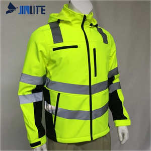 High visibility  Waterproof Hi Vis Clothing Softshell Safety Jacket FOB Bangladesh security jacket reflective jacket