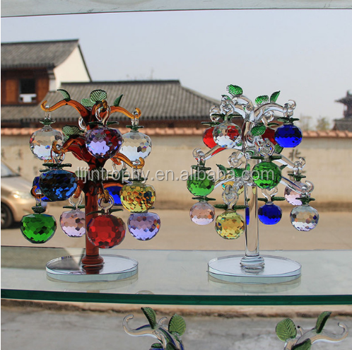 Glass Crystal Apple Tree with Apples Fengshui Crafts Home Decor Figurines wedding tree centerpieces