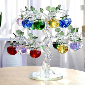 Glass Crystal Apple Tree with Apples Fengshui Crafts Home Decor Figurines wedding tree centerpieces