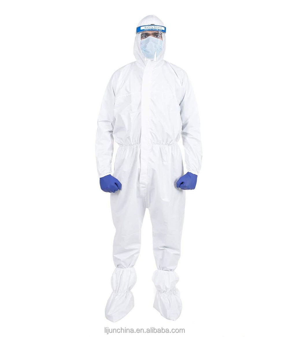 Hazmat-Suit Safe Suit Men Ppe Isolation Hazmat Spray 70 Gsm Work White Mechanic Paint Bio Hazard 65 Disposable Overall Coverall