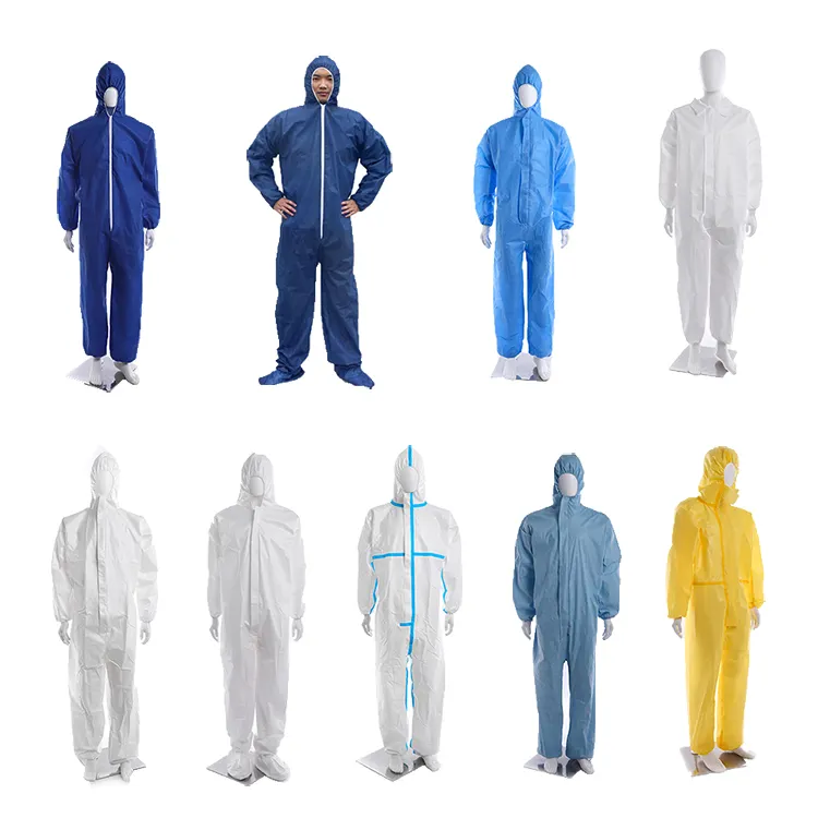 Ready Stock Disposable Jumpsuit PPE SMS Suit Tyvek Type 5/6 Coverall Dupont Work Wear Disposable Protective Isolation Coverall