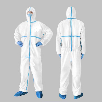 Chemical Work Propolylene Type 5/6 Suit Microporous Reflective Ppe Safety Hazmat-Suit Medical With Disposable Overall Coverall