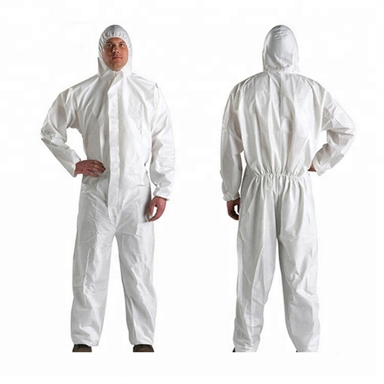 Ready Stock Disposable Jumpsuit PPE SMS Suit Tyvek Type 5/6 Coverall Dupont Work Wear Disposable Protective Isolation Coverall