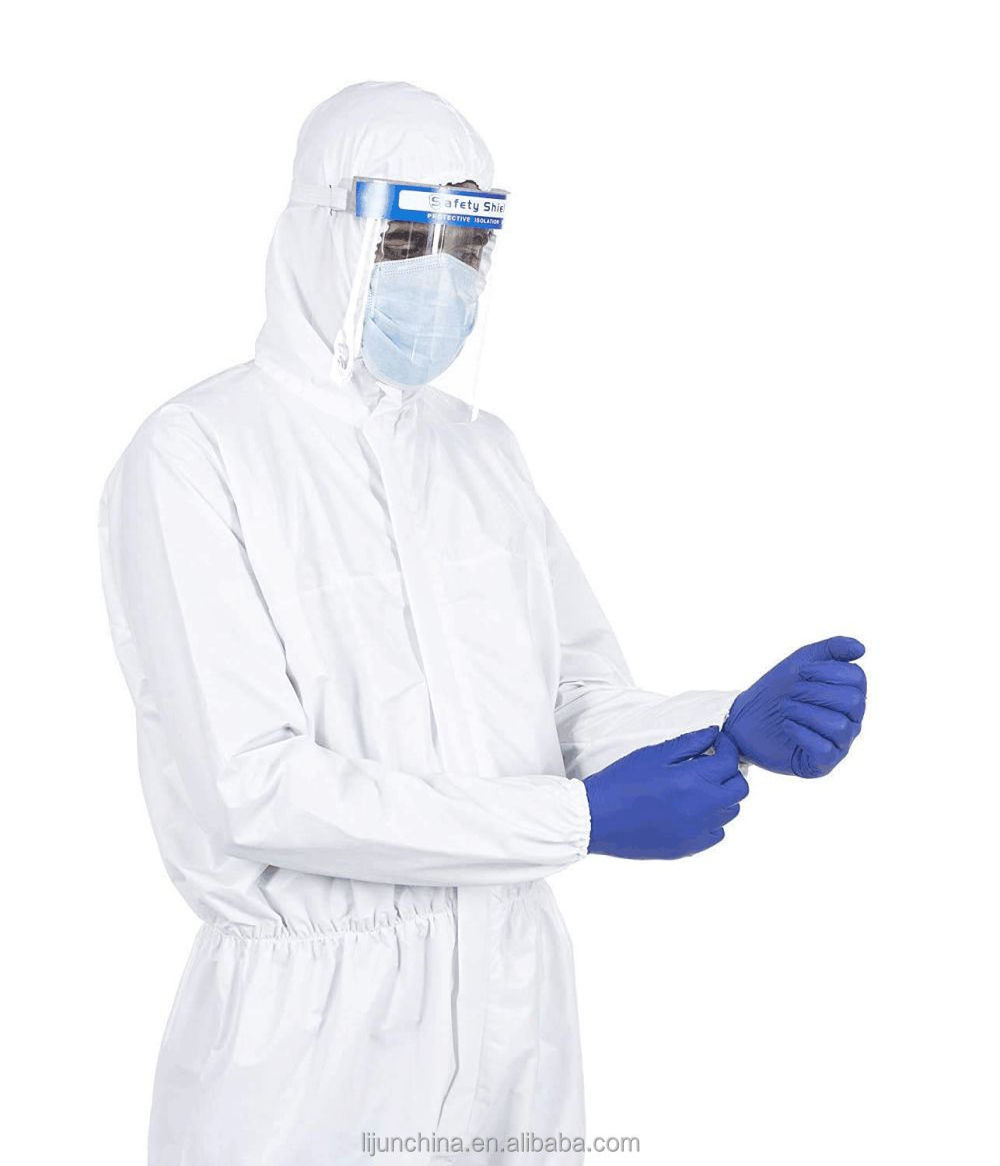 Hazmat-Suit Safe Suit Men Ppe Isolation Hazmat Spray 70 Gsm Work White Mechanic Paint Bio Hazard 65 Disposable Overall Coverall