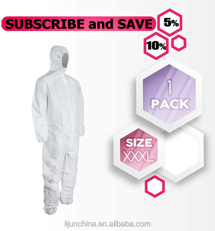 Hazmat-Suit Safe Suit Men Ppe Isolation Hazmat Spray 70 Gsm Work White Mechanic Paint Bio Hazard 65 Disposable Overall Coverall