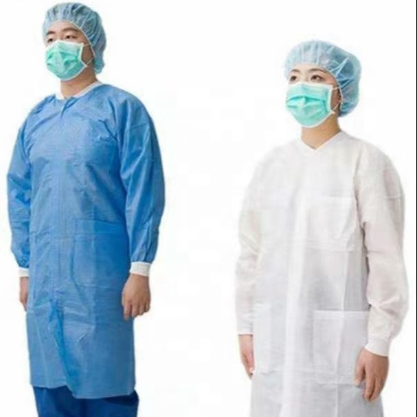 Nonwoven Type 4 Standard Surgical Tnt 30 40 Grams Visit Non Sterile For Hospital Level 1 Disposable Medical Isolation Work Gown