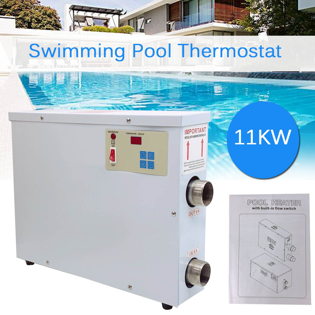 11KW Spa Swimming Pool Water Heater Pump Heating System 220V Electric Swim Pool Heater