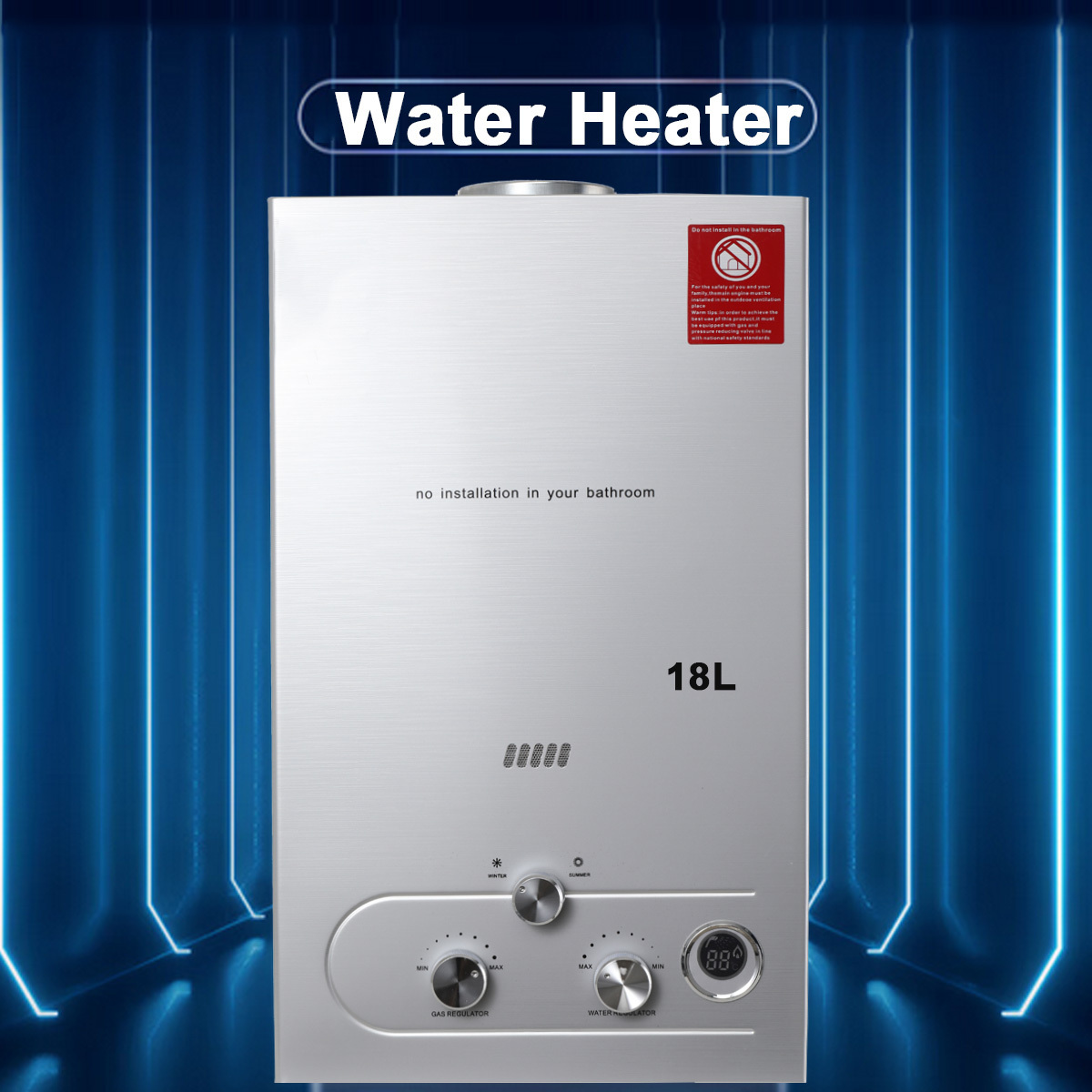 18L Instant Natural Gas Tankless Residential Water Heater Hot Water Boiler for Home Kitchen