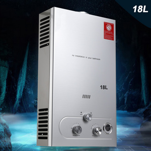 18L Silver Stainless Steel High Energy Efficient Household Smart LPG Instant Outdoor Portable Propane Gas Water Heater