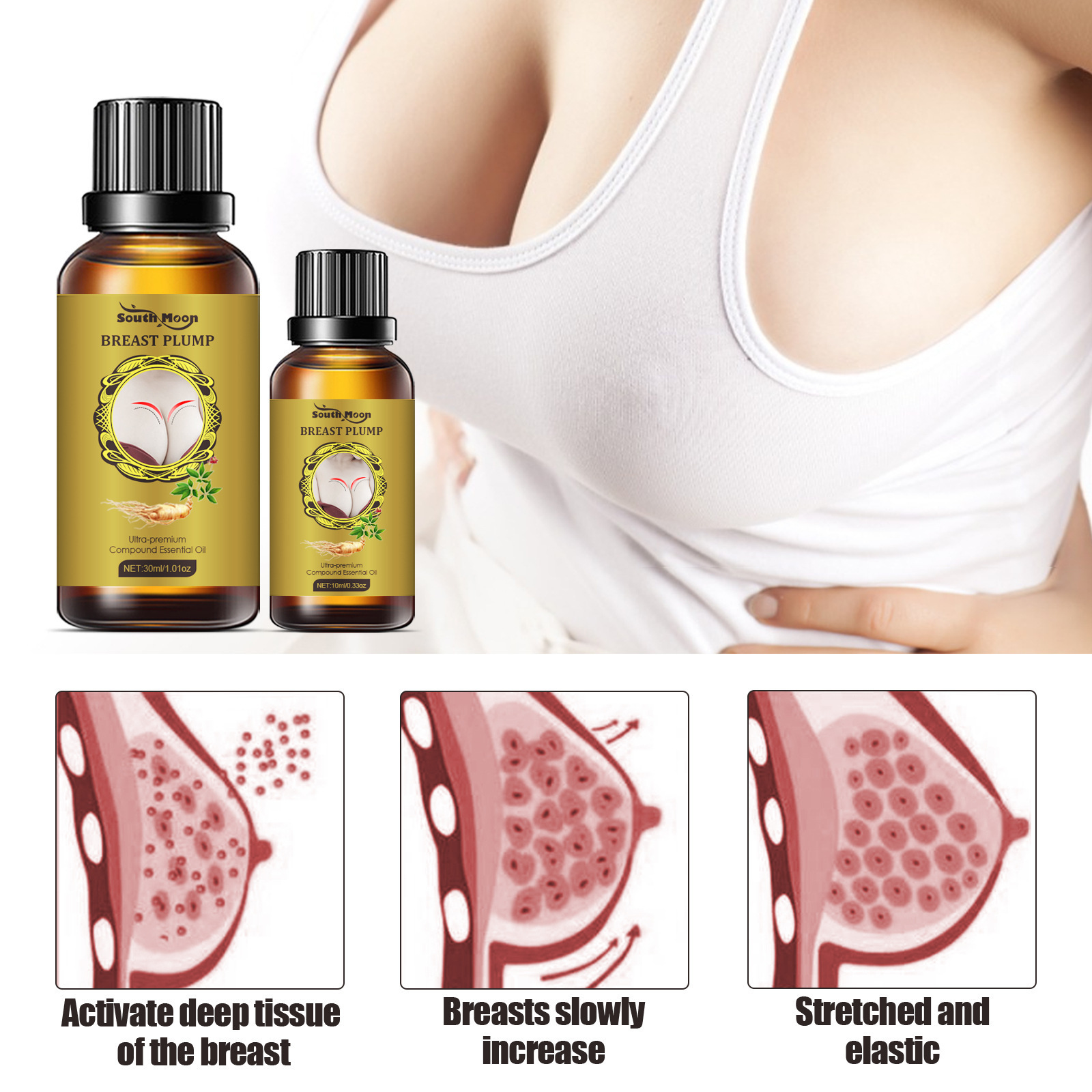 South moon Sexy Bigger Breast plump Lifting Up Massage Firming Boobs Big Cream Breast Increase Essential Oil For Women