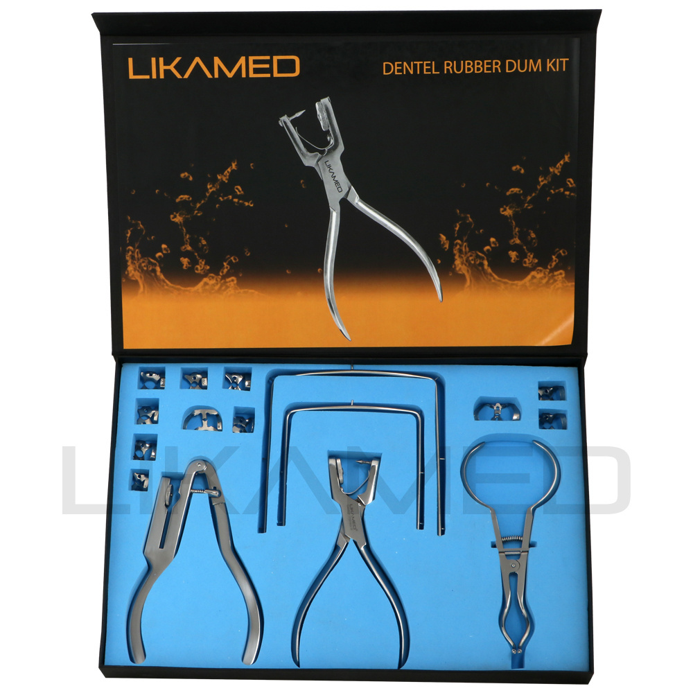 LIKAMED Dental Rubber Dam Kit with Clamps Set Packed in a Box Rubber Dam Set German Stainless