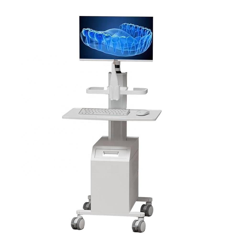 Dental Oral Scanning Cart for Hospital Dental with Monitor Mount Oral Scanner Holder CPU Holder Box Mobile Nurse Cart