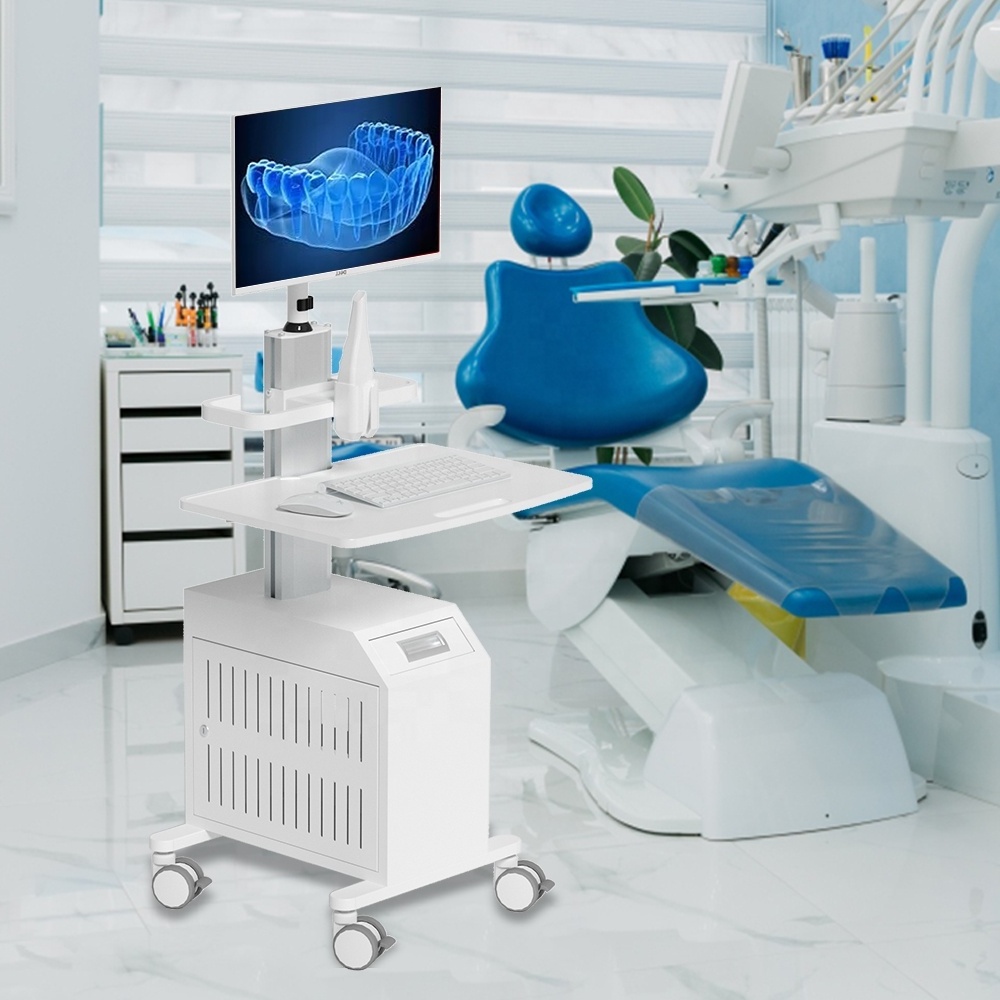 Medical Dental Oral Scanning Cart for Hospital Dental with Monitor Mount Oral Scanner Holder CPU Holder Box Mobile Nurse Cart