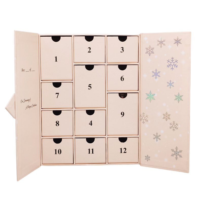 Luxury Surprise Cosmetic Beauty Blind Gift Boxes Custom Skincare Makeup Empty Christmas Advent Calendar Packaging Box