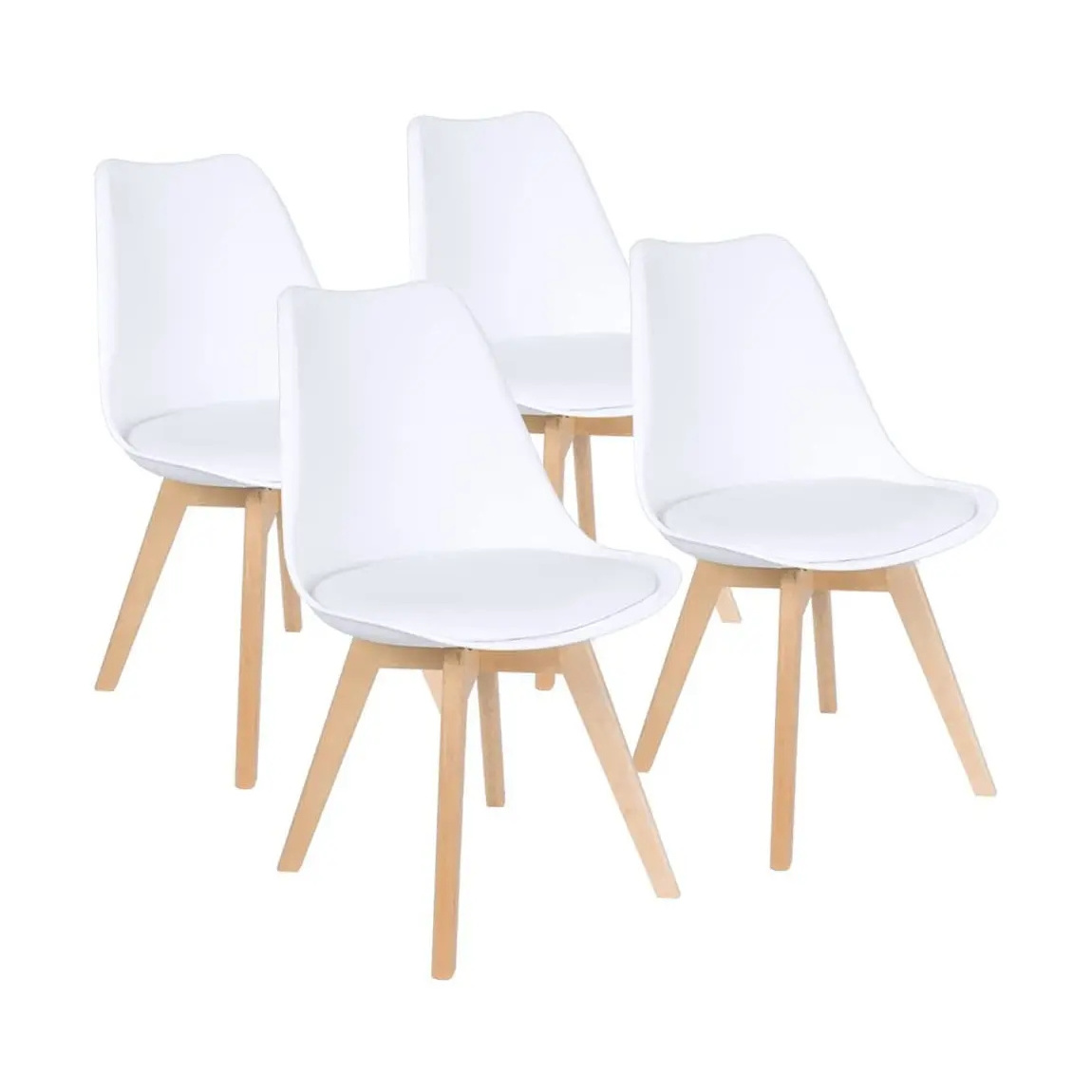 Popular Sale New Modern Design Cushion Seat Restaurant Chair PP Plastic Dining Chairs with Wooden Legs