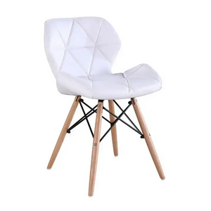 Nordic Cheap Indoor Home Furniture Wooden Legs PU Leather Restaurant Cafe Butterfly Dining Chair