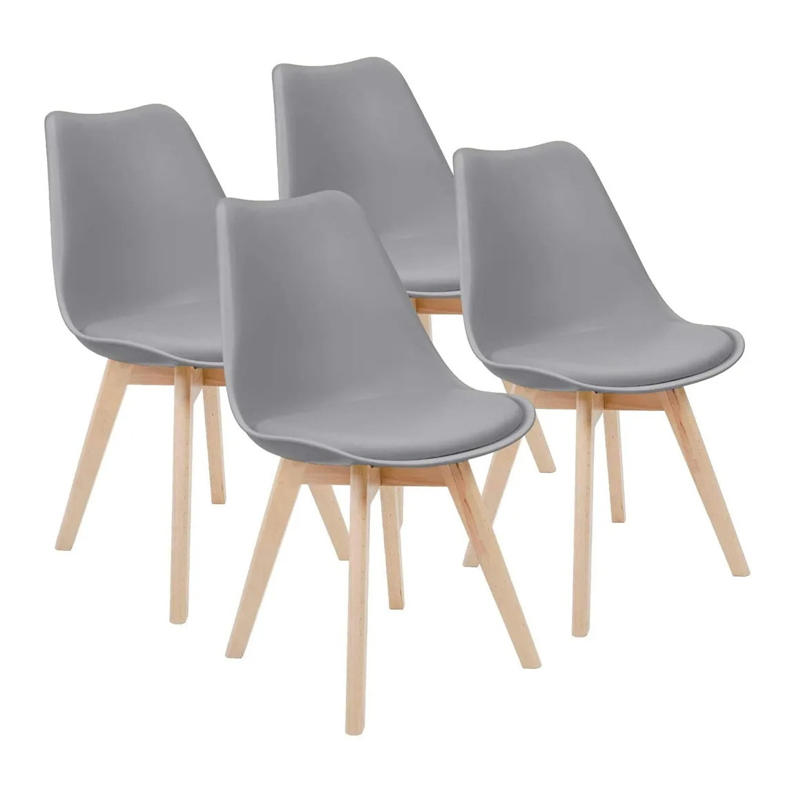 Popular Sale New Modern Design Cushion Seat Restaurant Chair PP Plastic Dining Chairs with Wooden Legs