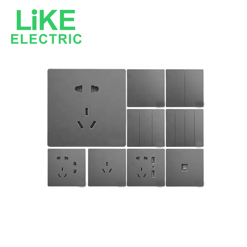 Hot Switch Hotel Home Multifunction Socket Residential/General-Purpose 86 retro light luxury grey Electrical Wall Switches