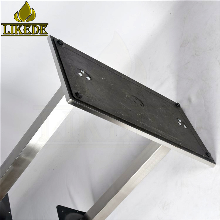 Low price heavy duty table leg plastic bottom 2 column pillar stainless steel table base