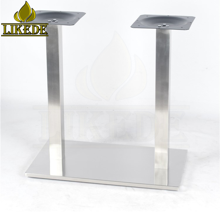 Low price heavy duty table leg plastic bottom 2 column pillar stainless steel table base