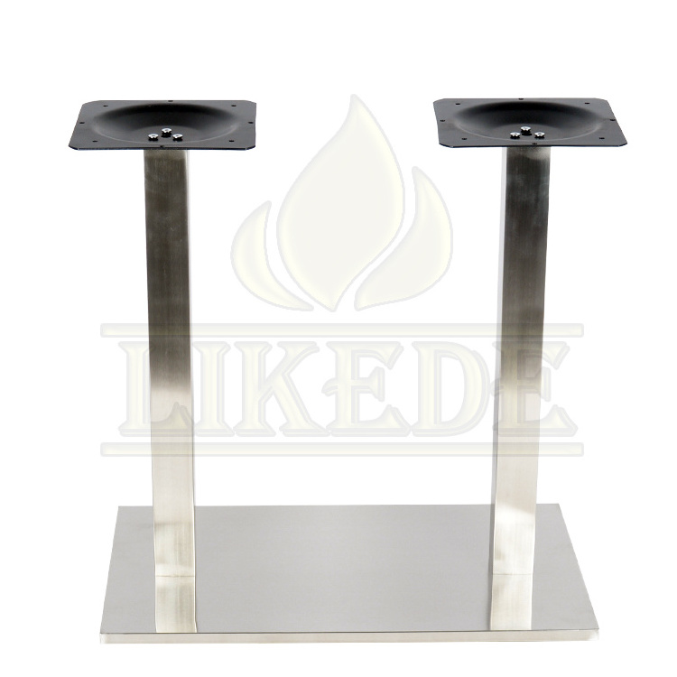 Low price heavy duty table leg plastic bottom 2 column pillar stainless steel table base