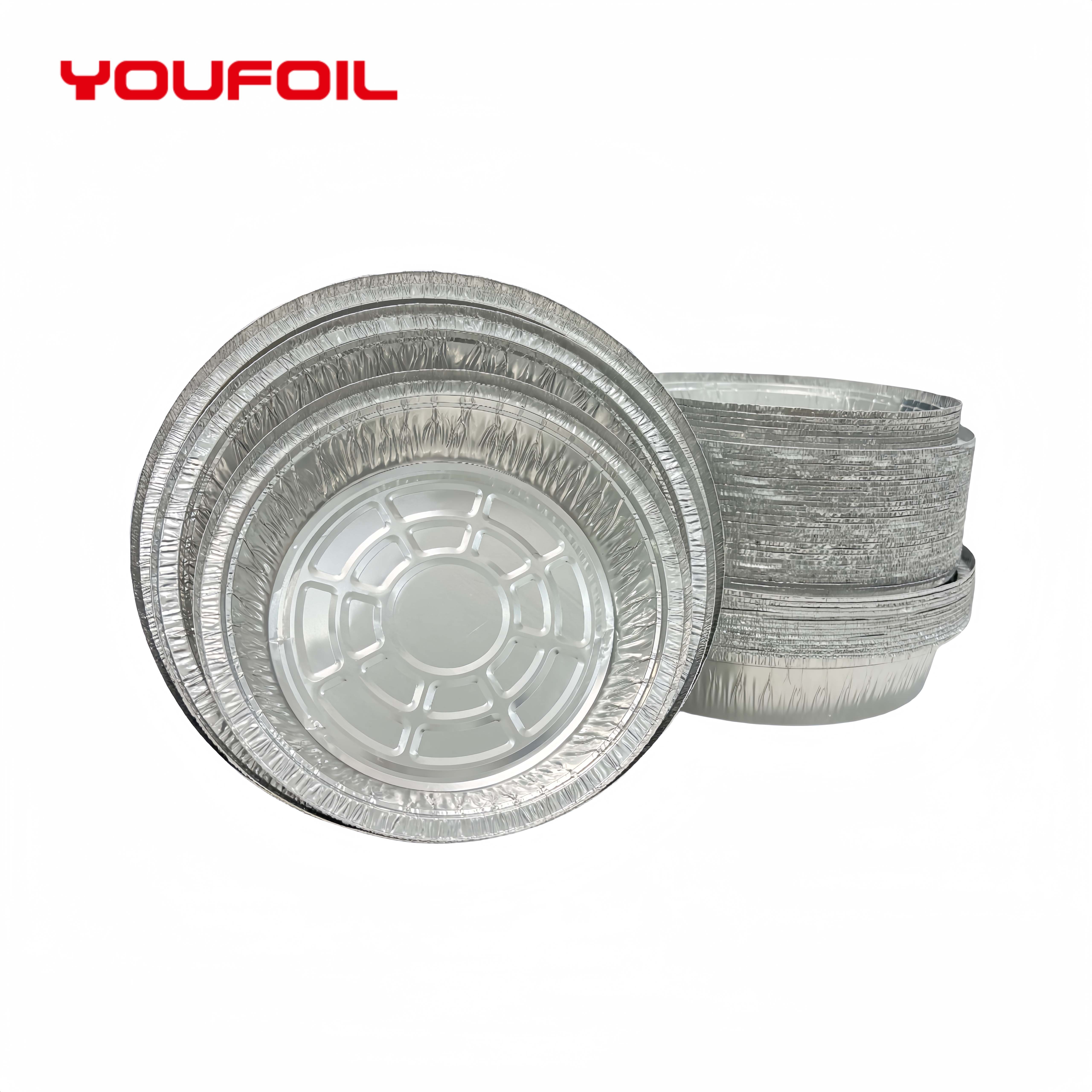 US009 8 Inch Round Disposable Food Grade Take Out Baking Pan Aluminium Foil Tray With Lids