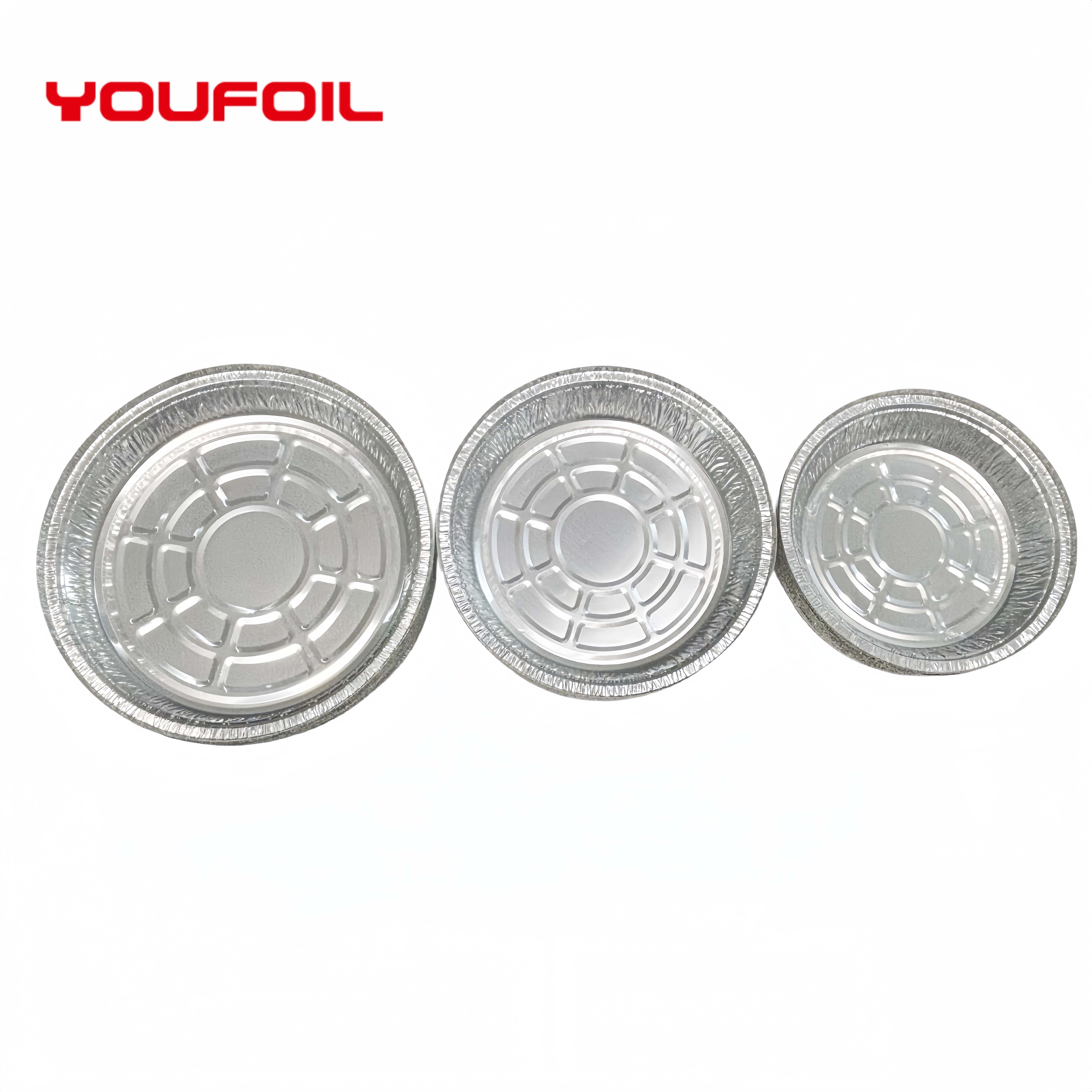 US008 7 inch use for household and bakery house disposable round aluminium foil pizza and pie container with lid