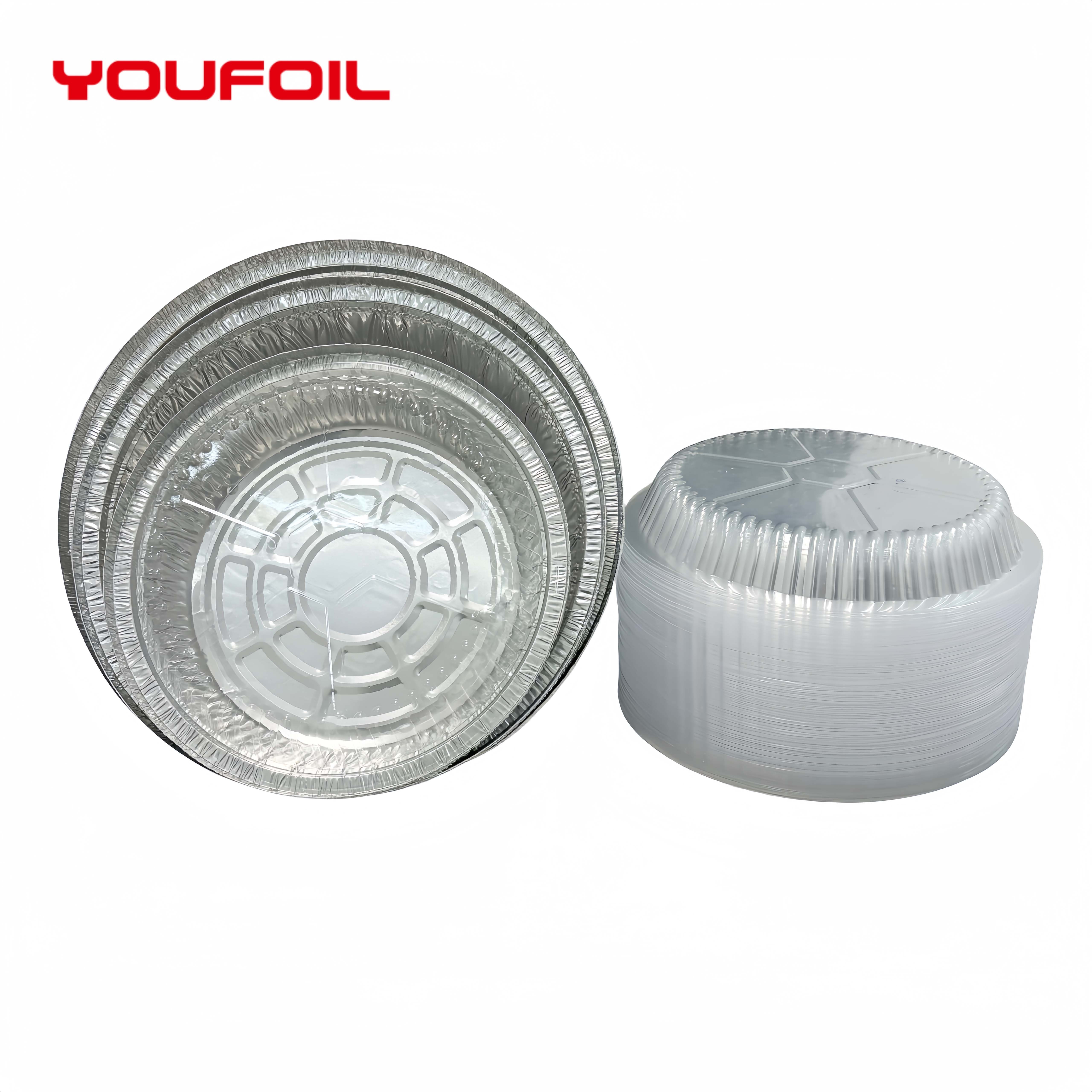 US009 8 Inch Round Disposable Food Grade Take Out Baking Pan Aluminium Foil Tray With Lids