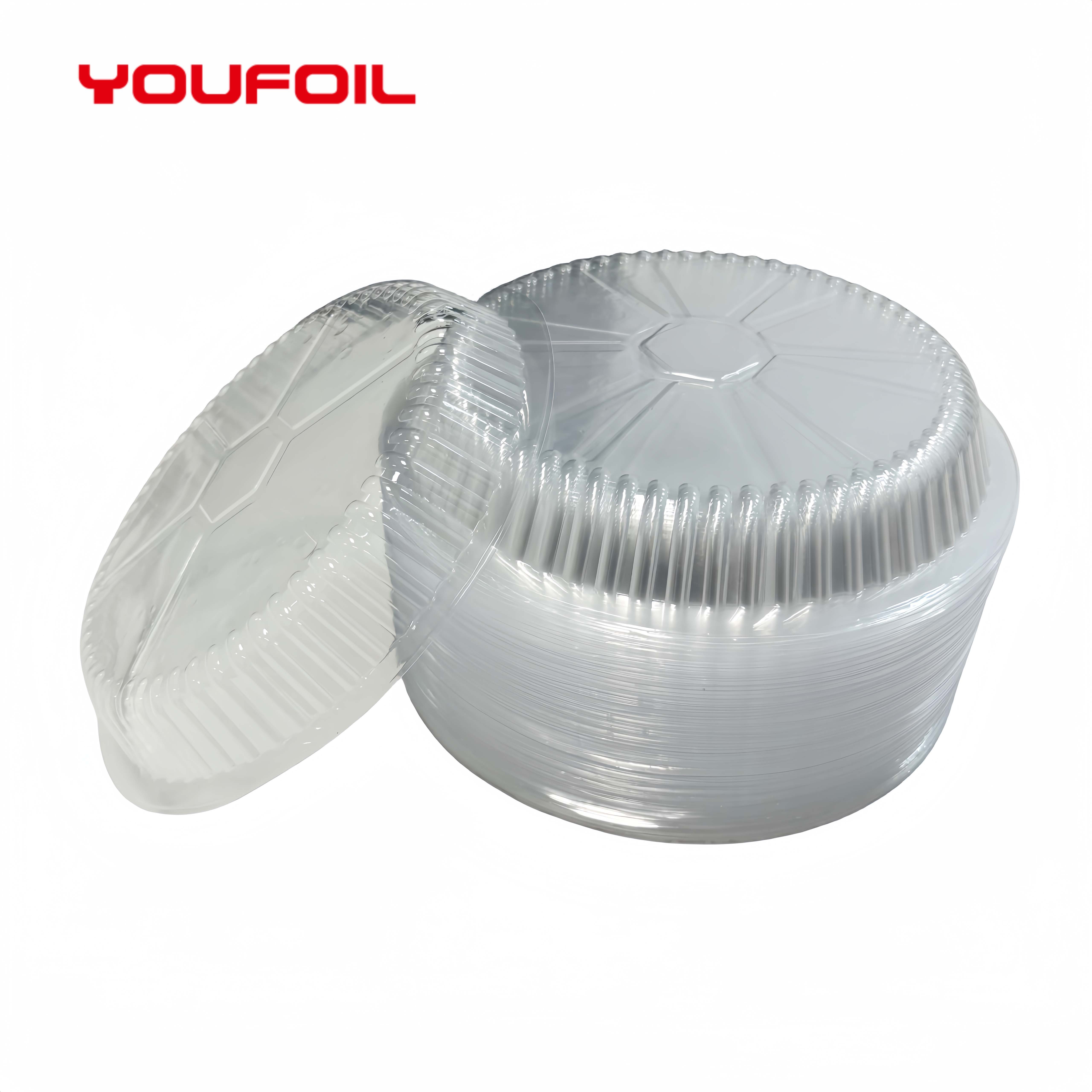 US009 8 Inch Round Disposable Food Grade Take Out Baking Pan Aluminium Foil Tray With Lids