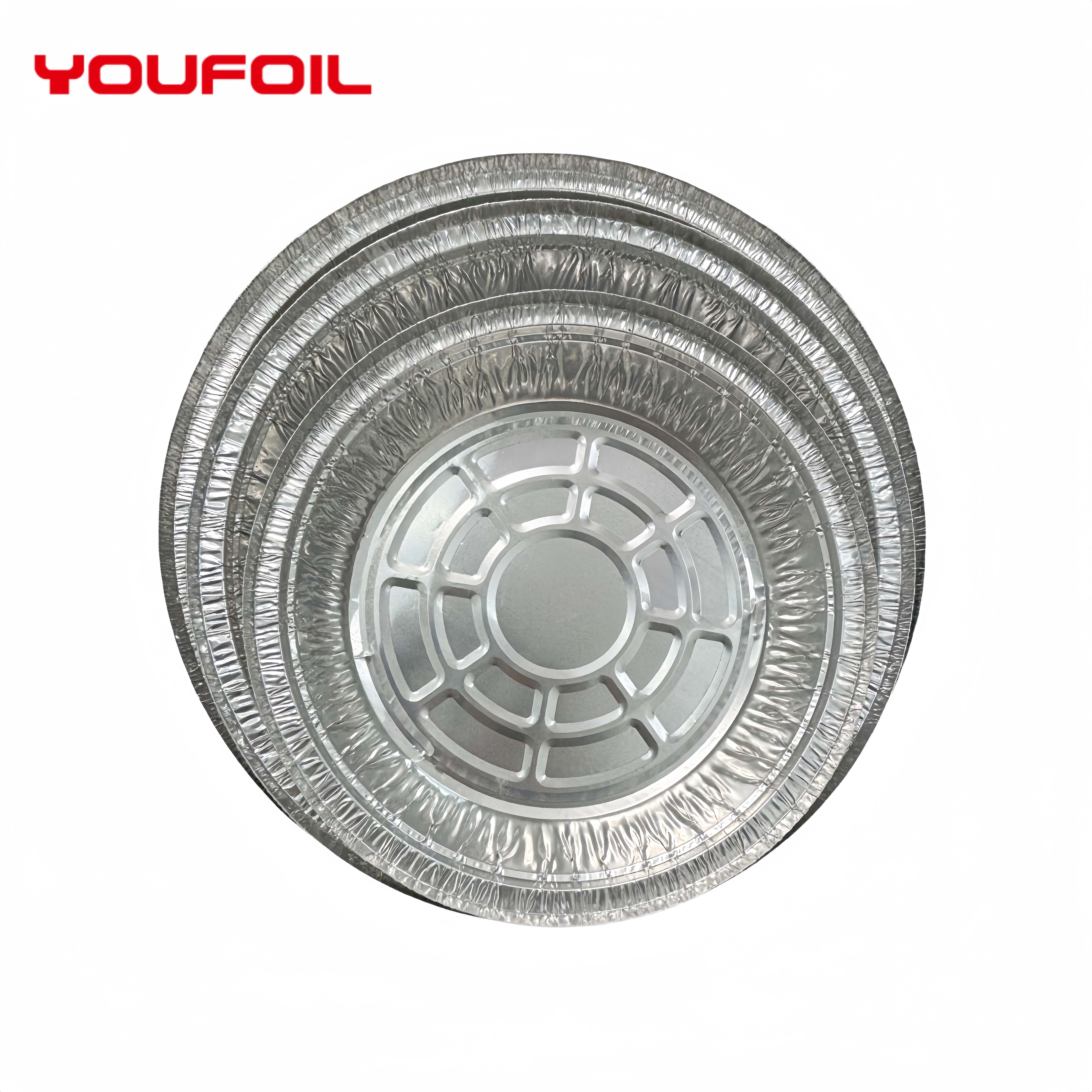 US008 7 inch use for household and bakery house disposable round aluminium foil pizza and pie container with lid