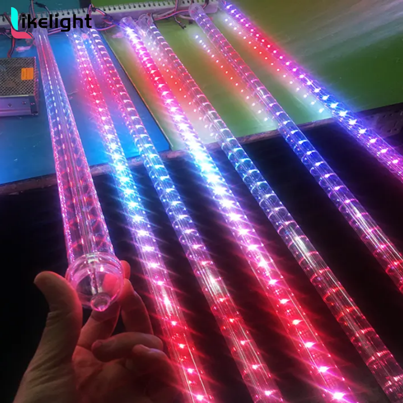 360 view DMX512 control RGB meteor shower effect led meteor tube lights use for event club lighting