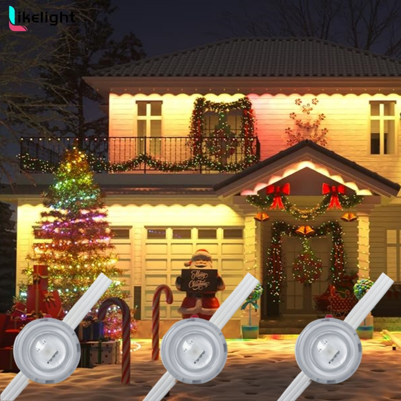 Smart Wireless APP Control LED RGBIC 36V Christmas Holiday Light String WS2811 IP67 Outdoor Eave Light