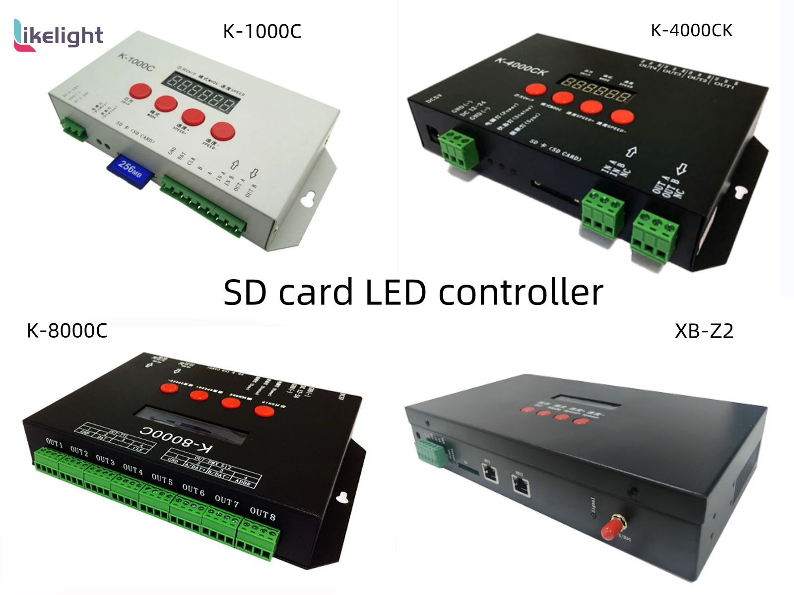 DC5V-24V K1000C K4000CK K8000C SD card pixel LED light controller for ws2811, sk6812, ucs1903 pixel strips