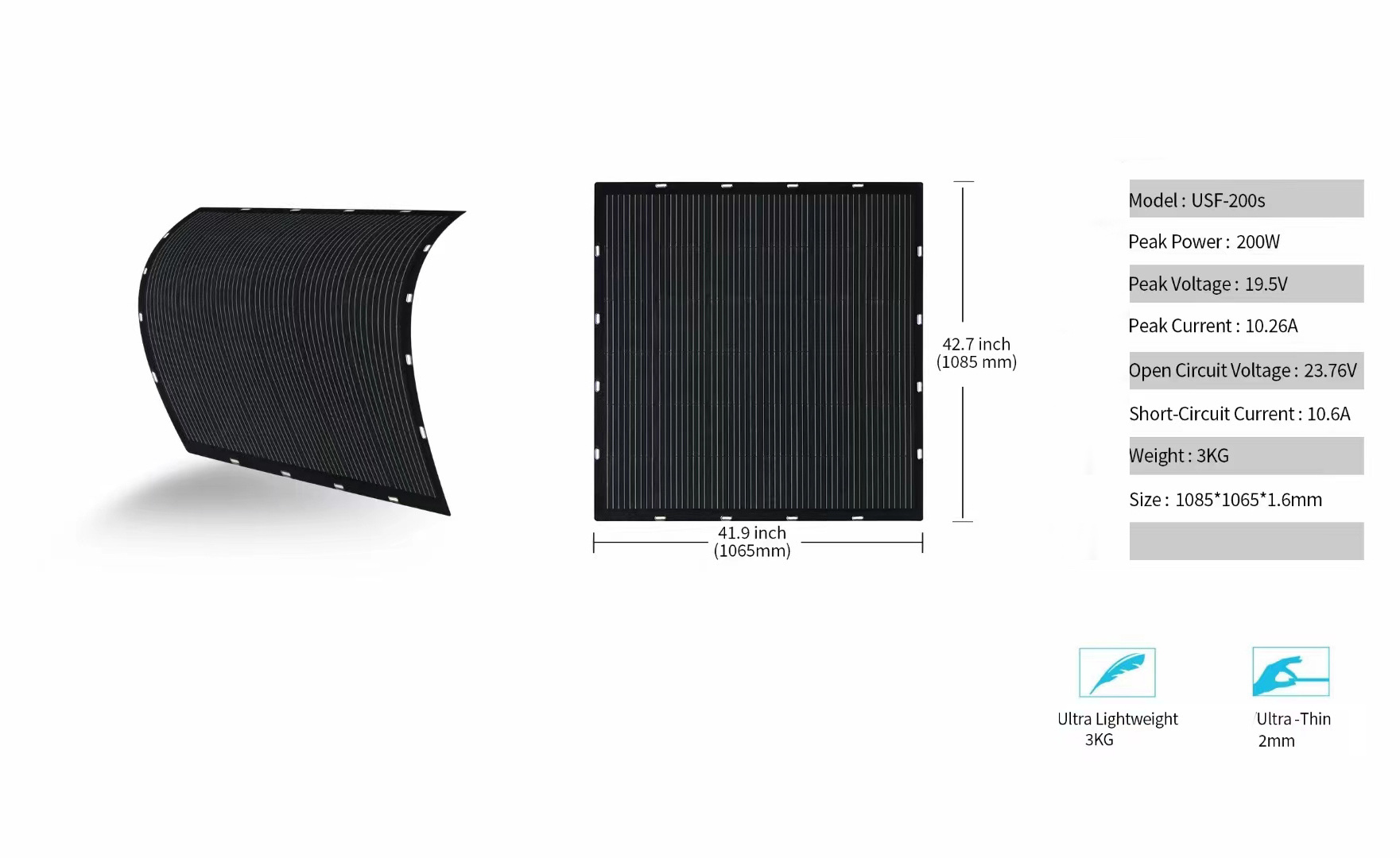 Stock Balcony 200w Mono Photovoltaic Solar Panel for  Home Solar Energy Storage System