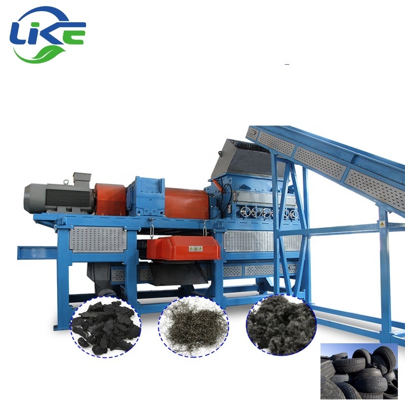 Used tire shredding crusher tire steel wire separator tire recycling equipment