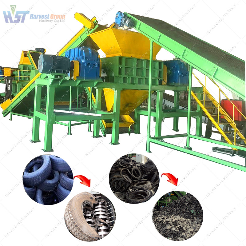 Fully automatic Powerful Tire Crusher Whole Tire Shredder Machine and Tire Grinder Machine