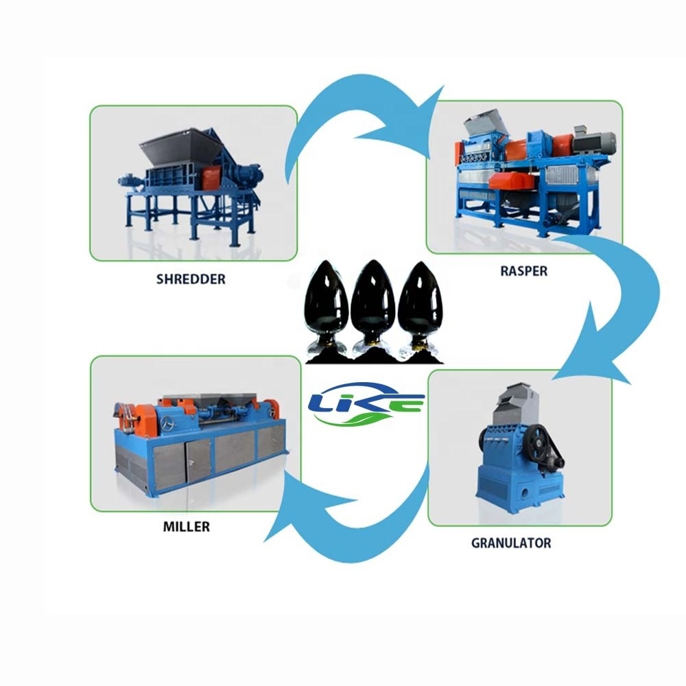 tire shredding waste tire cutting machine whole tire recycling machine