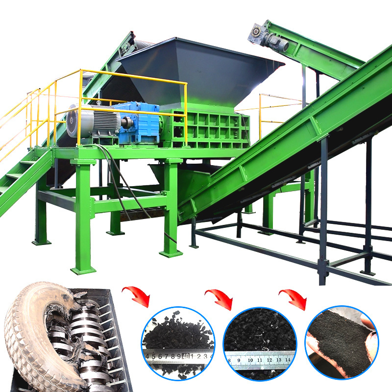 Factory Price plc motorcycle tire shredder machine waste tire recycling production line used tyre shredder machine