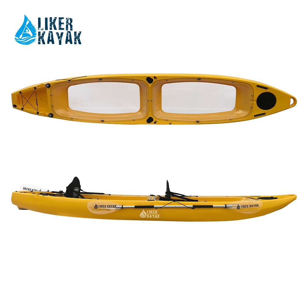 LLDPE Double Seat Crystal See Through Canoe/Kayak Glass Clear bottom Transparent 2 person kayak sale