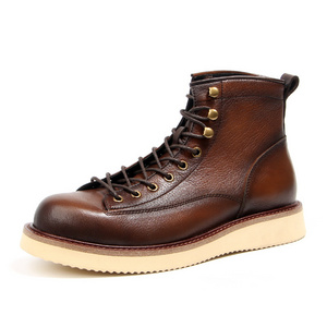 High Quality Fashion Designer Leather Brown Boots Leather Shoe for men