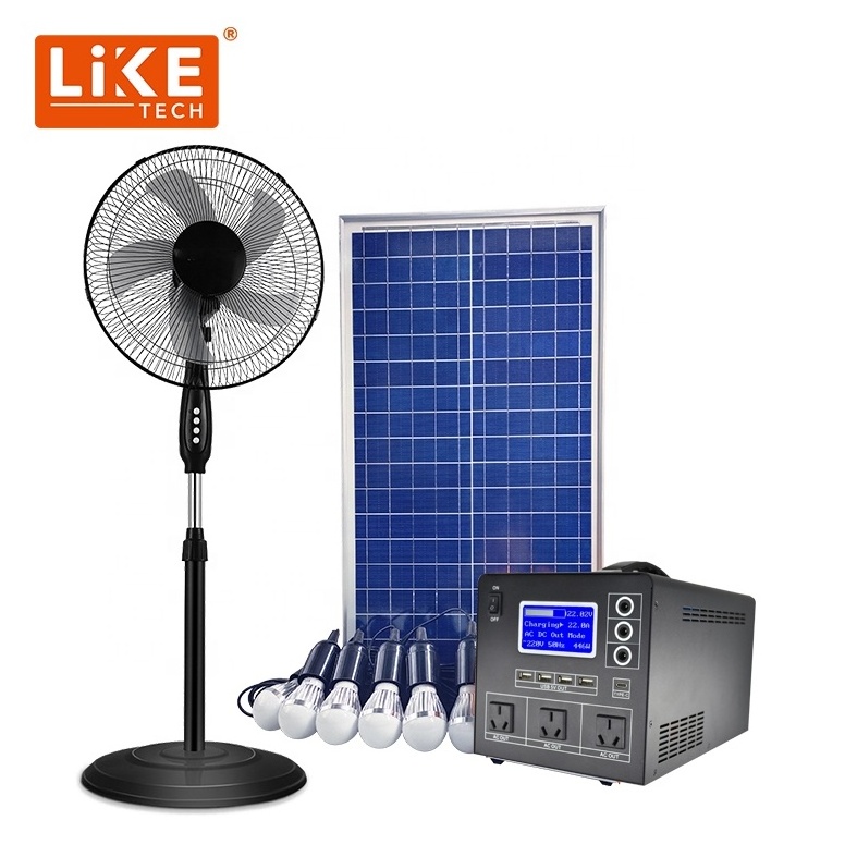 LikeTech 300 500 1000W  back up electricity home light kit solar panel with battery+inverter+ PWM Controller solar energy system