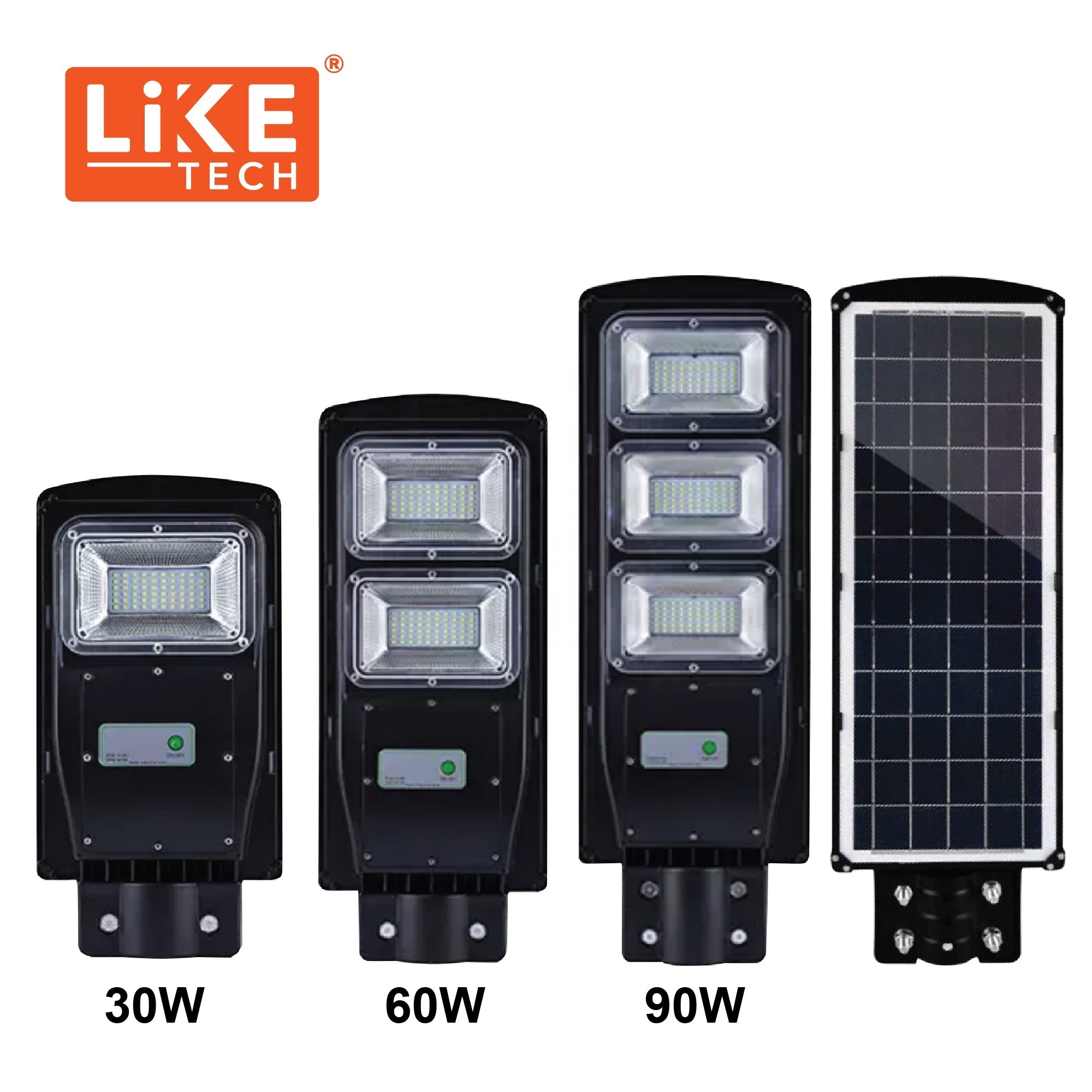 LikeTech Led Solar Street Light All-in-One PIR Motion Sensor Light Up All Night Energy Saving Led Solar Street Light