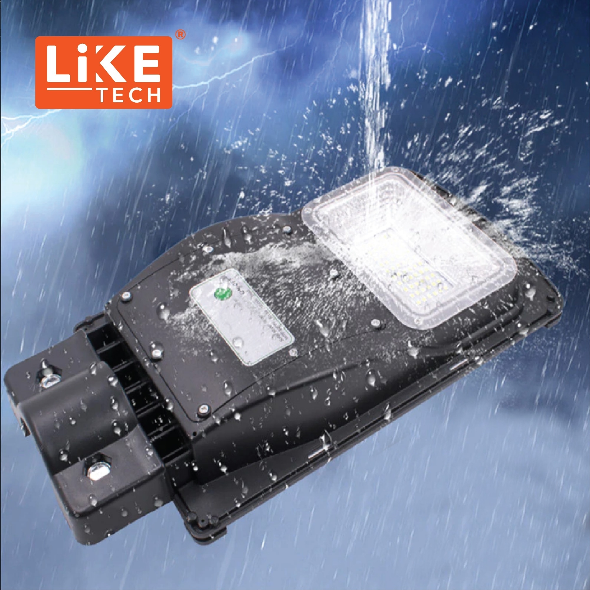 LikeTech Led Solar Street Light All-in-One PIR Motion Sensor Light Up All Night Energy Saving Led Solar Street Light