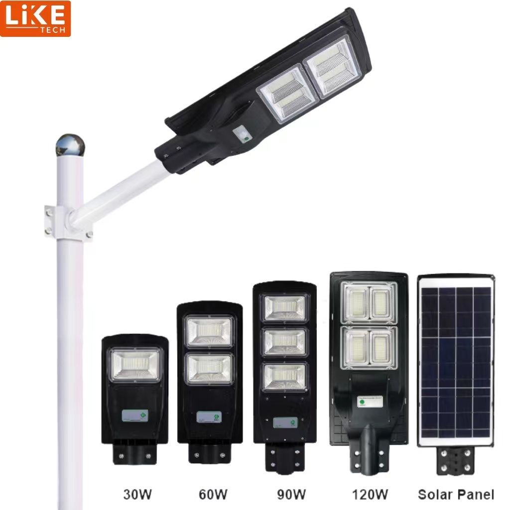 2021 Liketech Axe60 Solar Led Street Light 60W Lampadaire Solaire IP65 Chargingtime 5-8hrs Remote Control