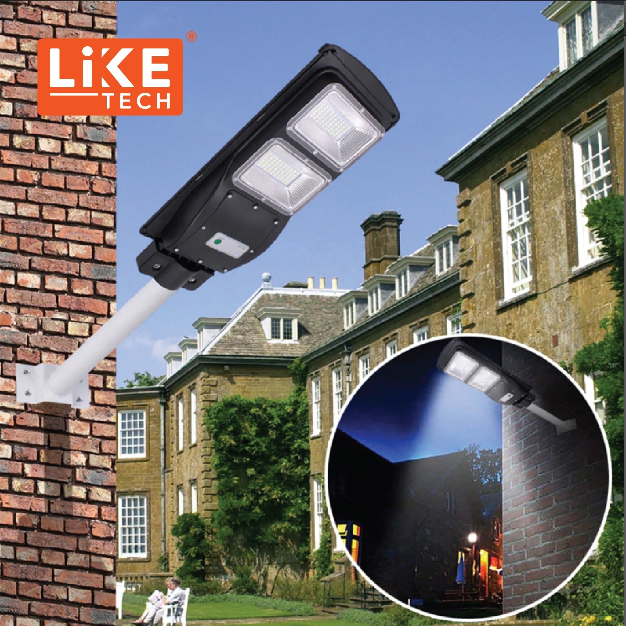 2021 Liketech Axe60 Solar Led Street Light 60W Lampadaire Solaire IP65 Chargingtime 5-8hrs Remote Control