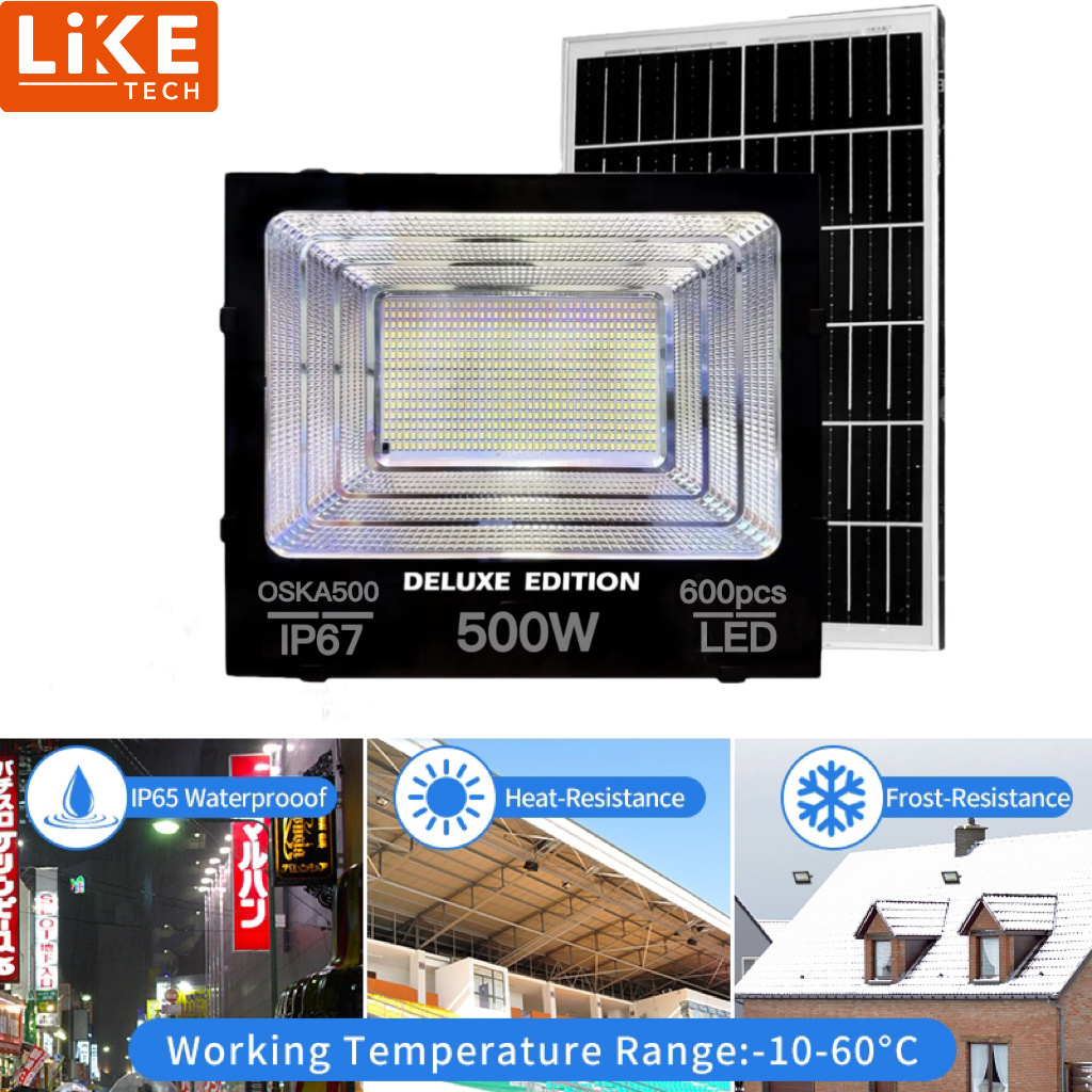 LikeTech  100W 200W 300W 400W 500w garden wall mounted waterproof led 1000W outdoor street solar flood lights