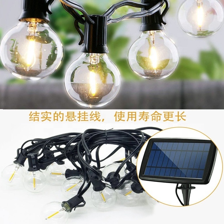 Solar LED String Light 25 Socket 25ft Patio Solar Lights LED Bulbs G40 Solar wedding String Lights Outdoor